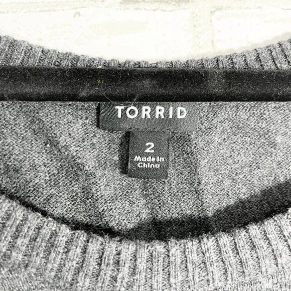 Torrid Gray 100% Cotton Sequin Stars Pullover Sweater Women's Plus Size 2X - Picture 6 of 8